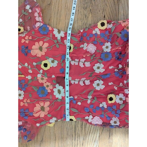 DALIA MACPHEE Lace Embroidered 3D Pink Floral Appliqué Maxi Dress Gown D2020 Med - Picture 5 of 15